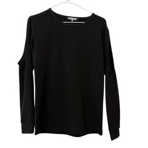 C&C California Crew Neck Cold Shoulder Long Sleeve Pullover Black Top Size Small